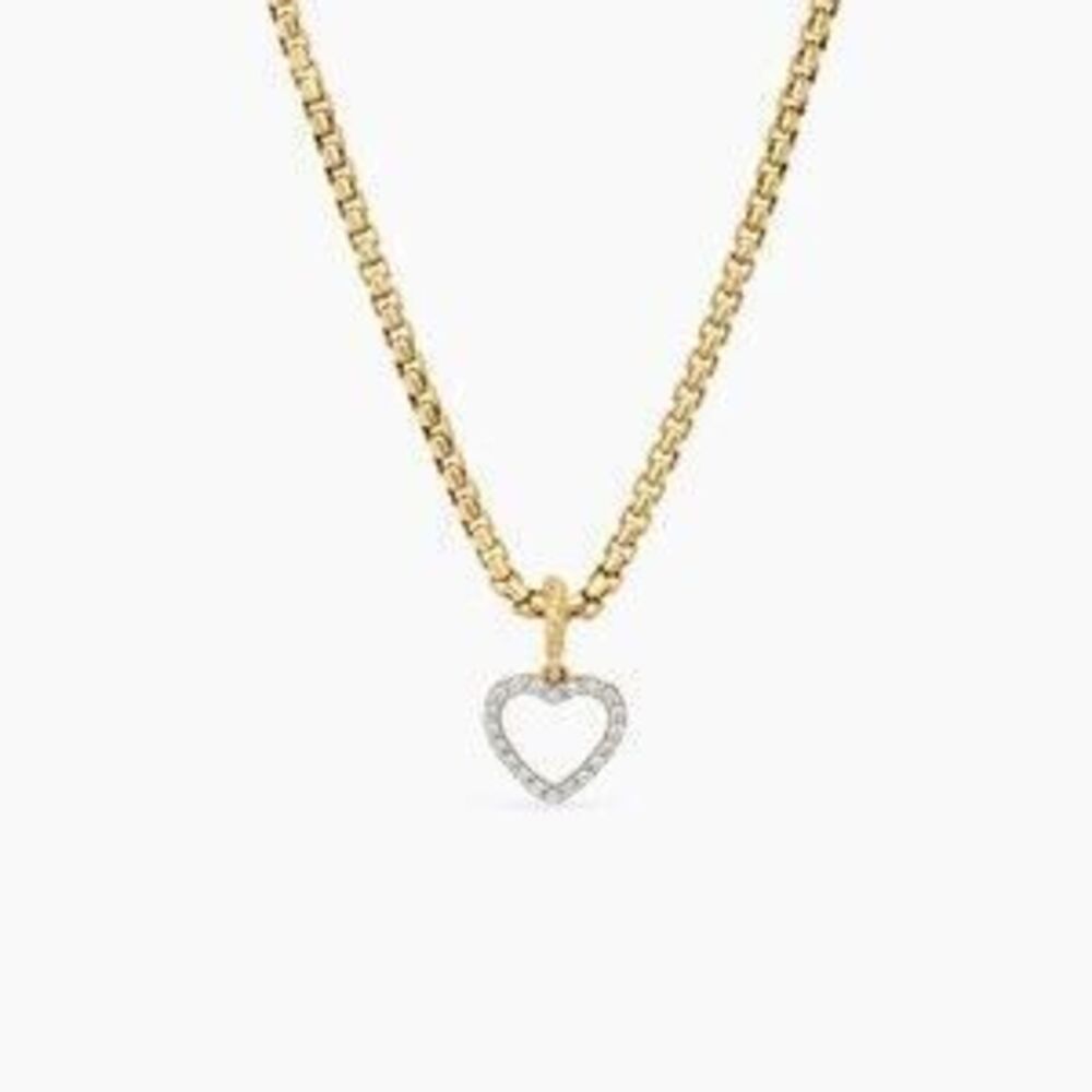 David Yurman Gold Openwork Heart-Shaped Diamond Necklace